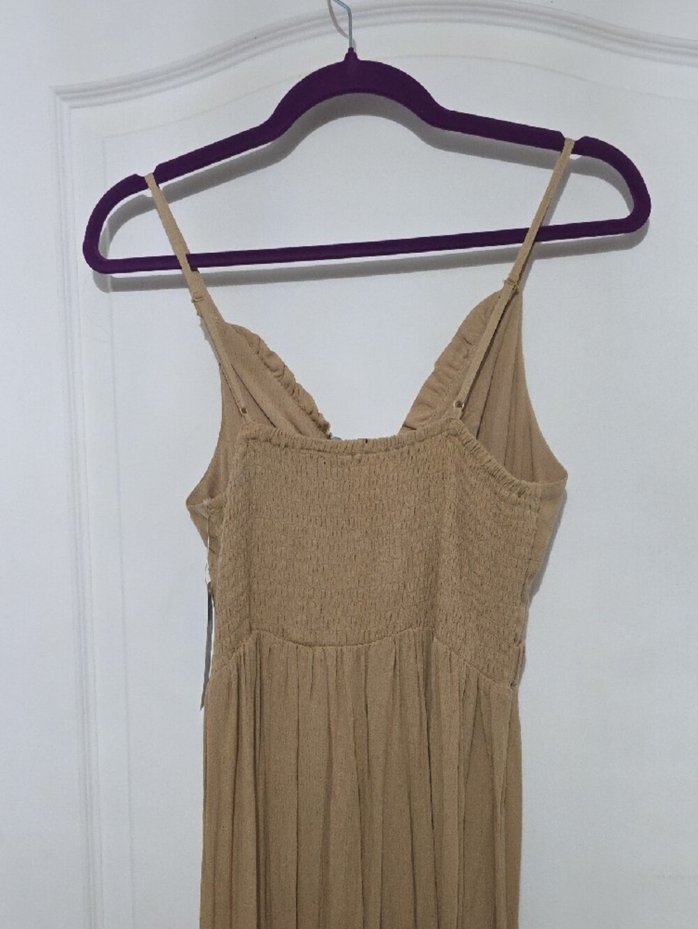 Beige Tie-Front Spaghetti Strap Maxi Dress - Picture 5 of 6